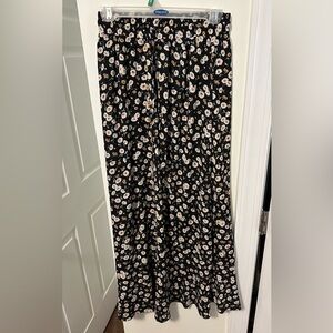 Floral Black Maxi Skirt